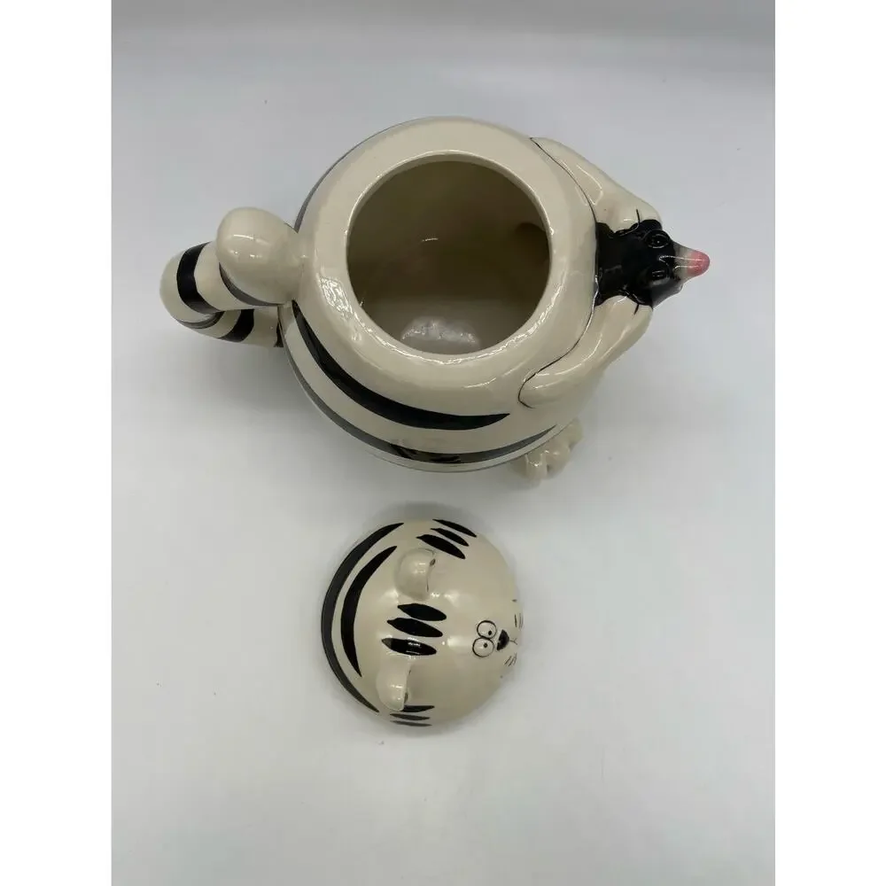 Pier 1 Cat w/ Mouse Teapot Black & White